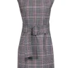 Theory - Brown & Merlot Plaid Cap Sleeve Sheath Dress Sz 4