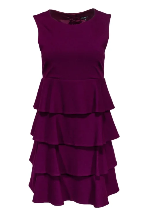 Theory - Burgundy Tiered Shift Dress Sz S