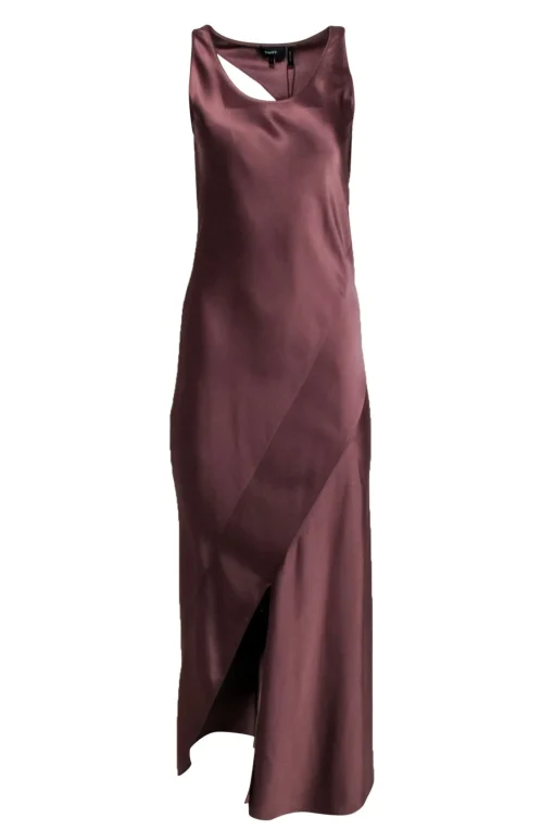 Theory - Copper Satin Sleeveless Maxi Dress Sz 2