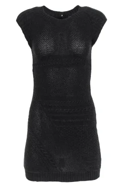 Theory - Dark Brown Cap Sleeve Cotton & Wool Blend Sweater Dress Sz P