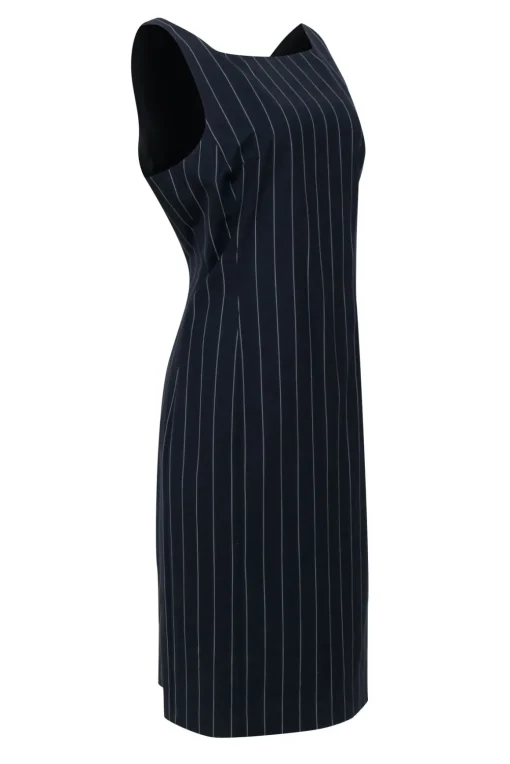 Theory - Dark Navy & White Pinstriped Wool Blend Dress Sz 16