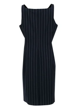 Theory - Dark Navy & White Pinstriped Wool Blend Dress Sz 16