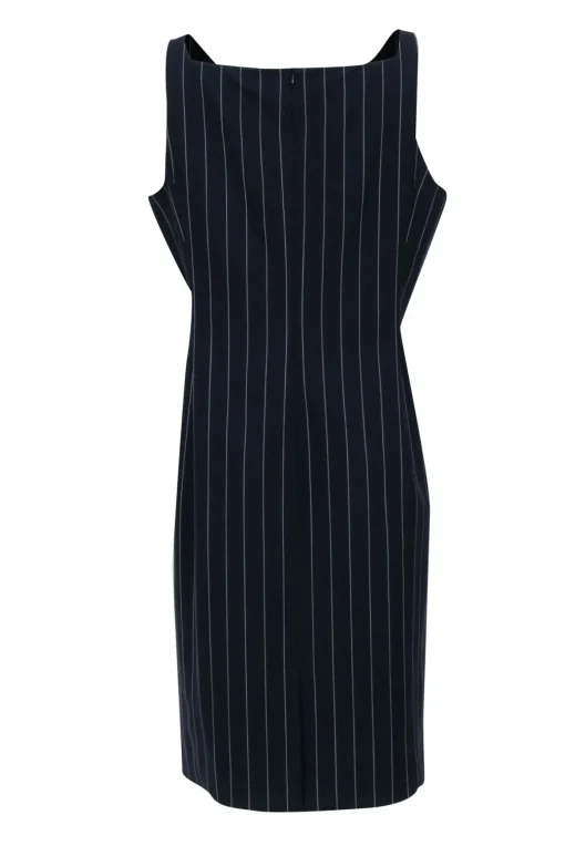 Theory - Dark Navy & White Pinstriped Wool Blend Dress Sz 16