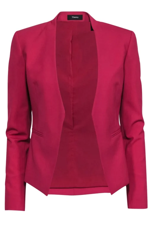 Theory - Fuchsia Open Front Faux Pocket Blazer