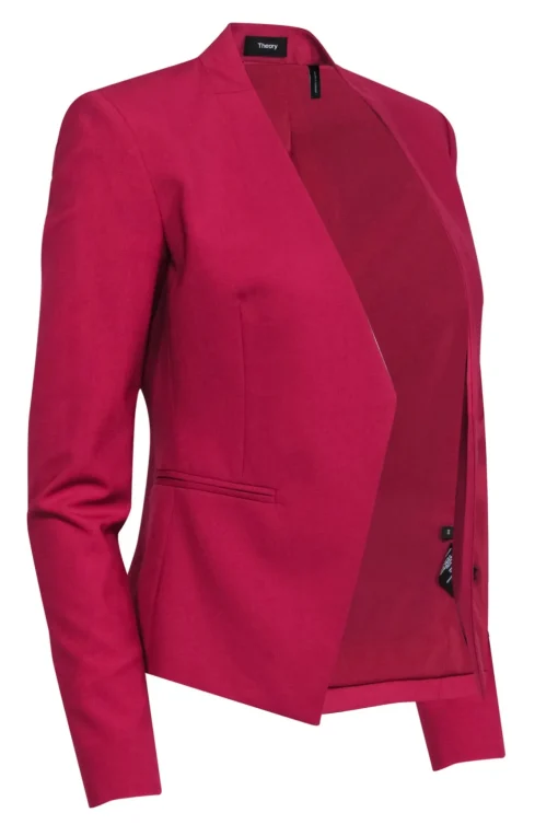 Theory - Fuchsia Open Front Faux Pocket Blazer