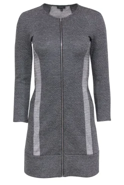 Theory - Gray & Black Long Sleeve Zip-Up Knit Dress Sz 2