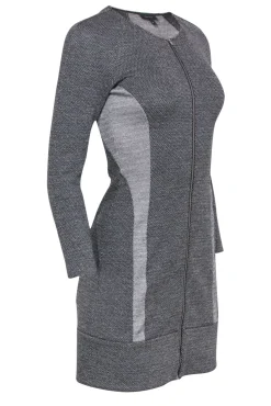 Theory - Gray & Black Long Sleeve Zip-Up Knit Dress Sz 2