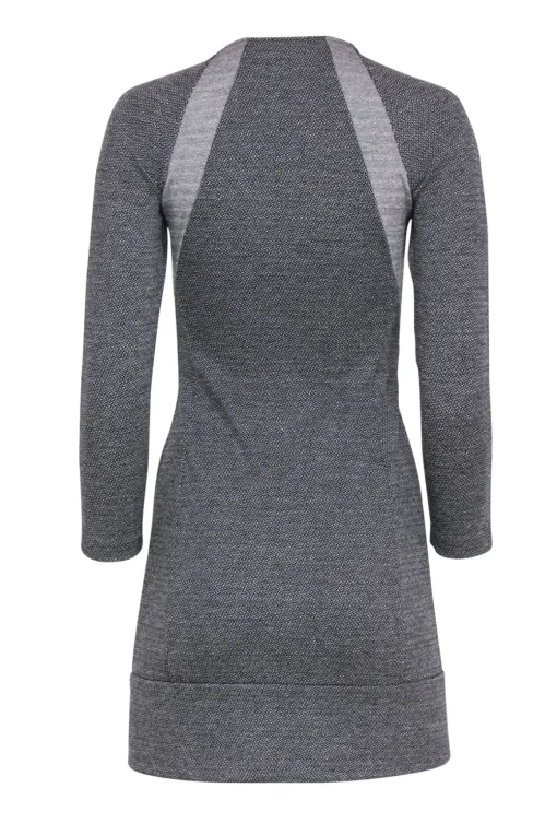 Theory - Gray & Black Long Sleeve Zip-Up Knit Dress Sz 2