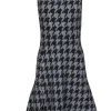 Theory - Grey & Black Houndstooth Fit & Flare Sleeveless Dress Sz 6