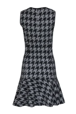 Theory - Grey & Black Houndstooth Fit & Flare Sleeveless Dress Sz 6