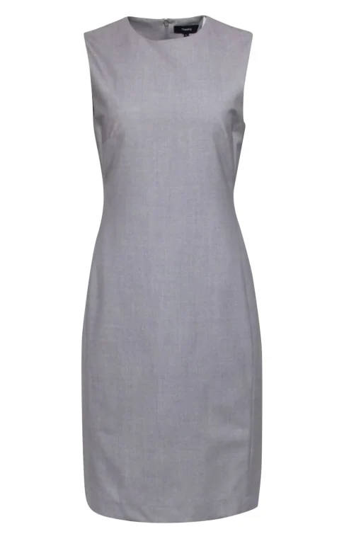 Theory - Grey Sleeveless Knee-length Sheath Dress Sz 8