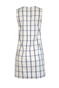 Theory - Ivory & Navy Plaid Sleeveless Sheath Dress Sz 4
