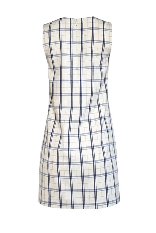 Theory - Ivory & Navy Plaid Sleeveless Sheath Dress Sz 4