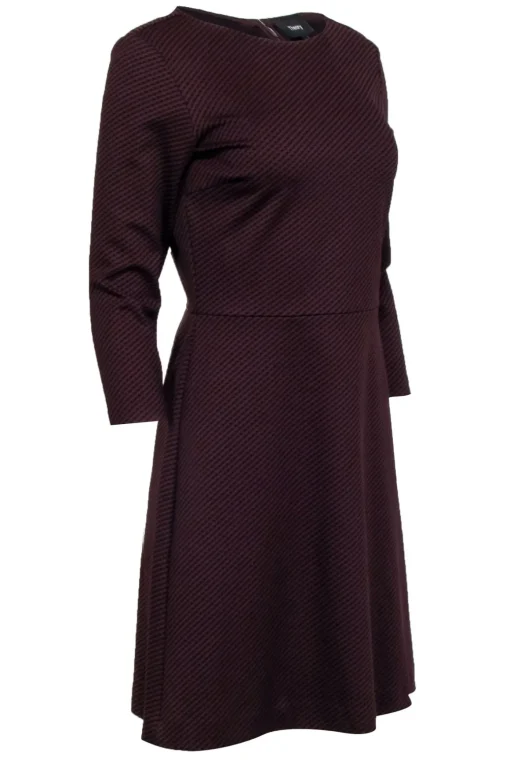 Theory - Maroon & Black Print Three Quarter Sleeve Dress Sz 8