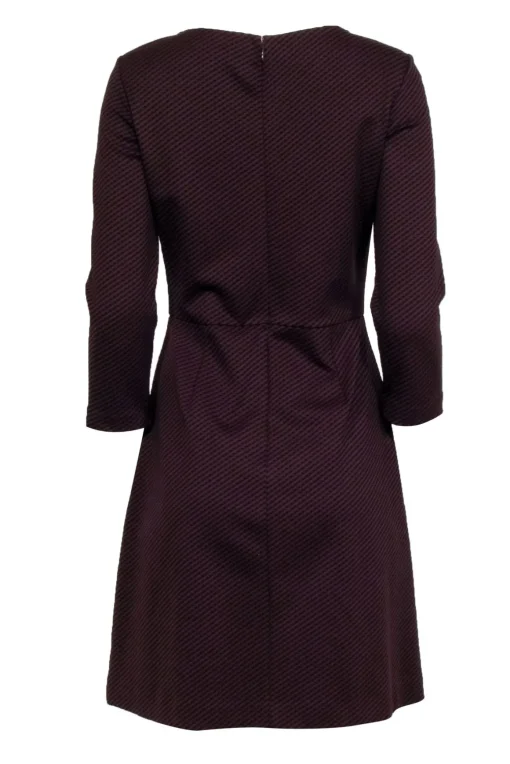 Theory - Maroon & Black Print Three Quarter Sleeve Dress Sz 8
