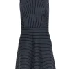 Theory - Navy & Gray Striped A-Line Wool Dress Sz P