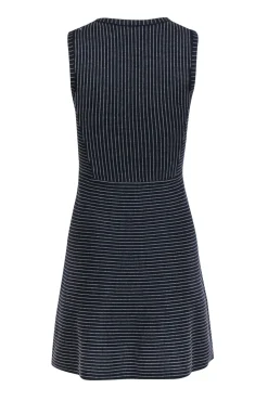 Theory - Navy & Gray Striped A-Line Wool Dress Sz P