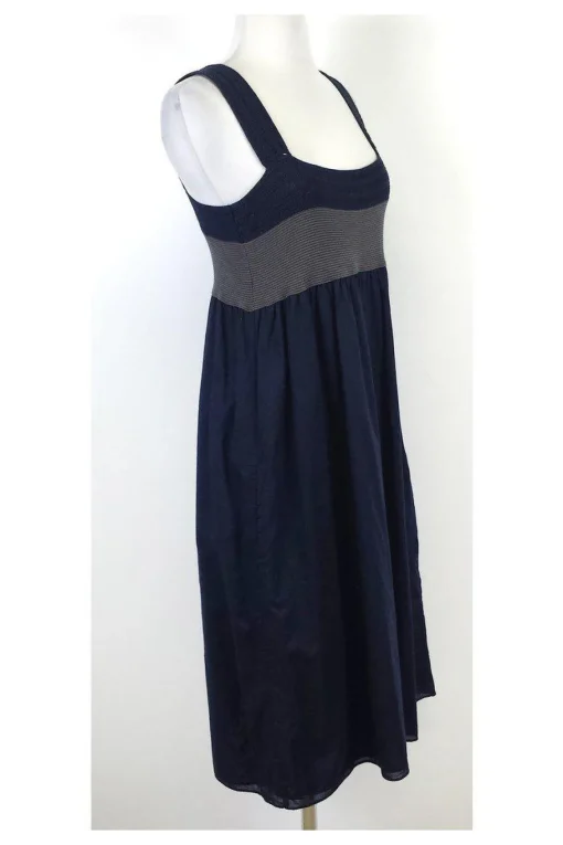 Theory - Navy Blue Crochet Strap Cotton Dress Sz L