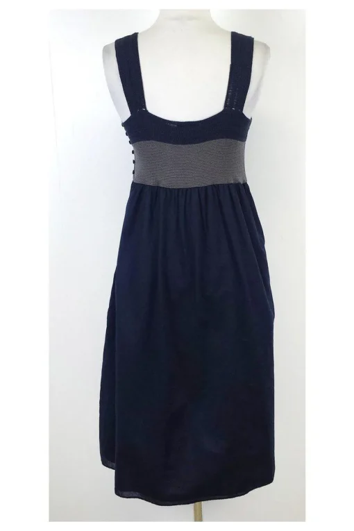 Theory - Navy Blue Crochet Strap Cotton Dress Sz L
