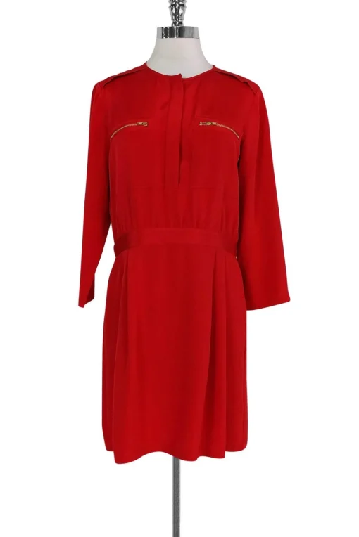 Theory - Red Gold Zip Dress Sz 8