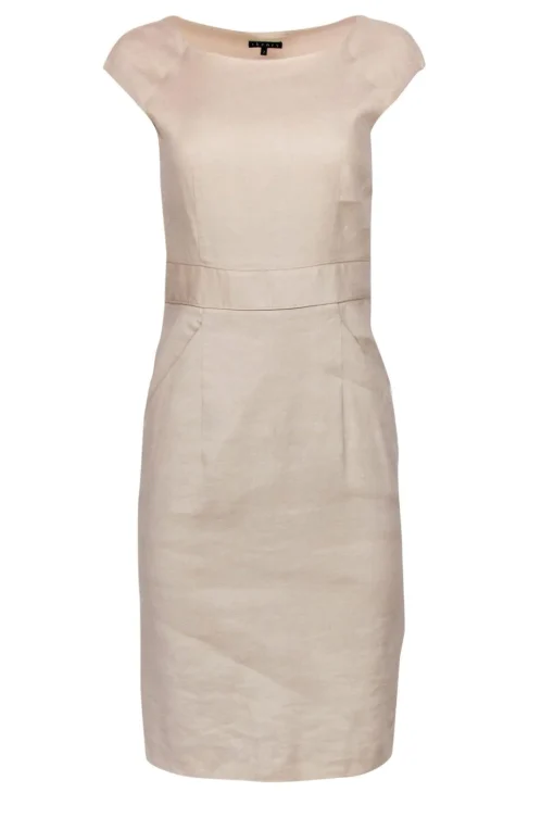 Theory - Taupe Linen Sheath Dress w/ Pockets Sz 2
