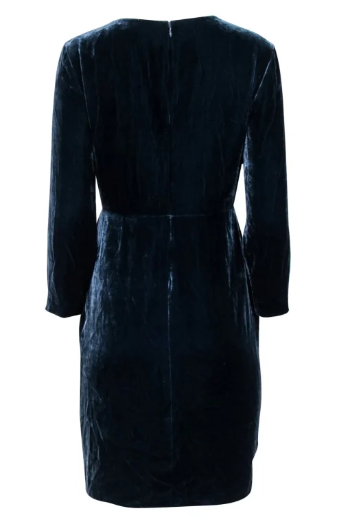 Theory - Teal Velvet Long Sleeve Faux Wrap Mini Dress Sz 6