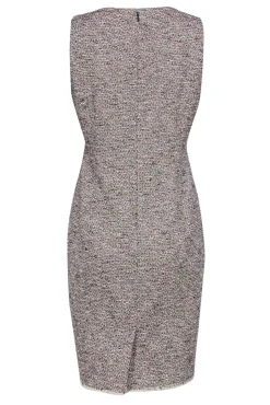 Theory - White & Multicolor Tweed Sleeveless Sheath Dress w/ Frayed Hem Sz 12