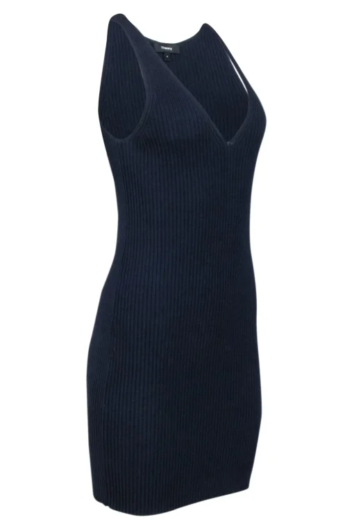 Theory- Navy Ribbed Knit Mini Dress Sz P