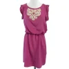 Tibi - Amaranth Pink & White Beaded Silk Short Sleeve Dress Sz 6