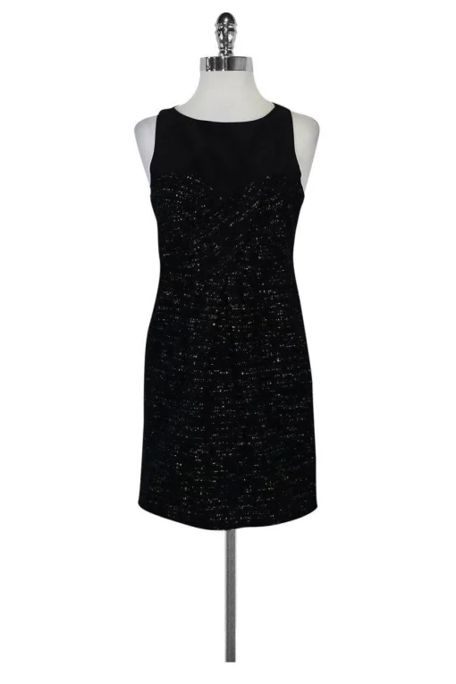 Tibi - Black & Gold w/ Silk Neckline Dress Sz 6