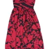 Tibi - Black & Red Print Silk Blend Strapless Dress Sz 4