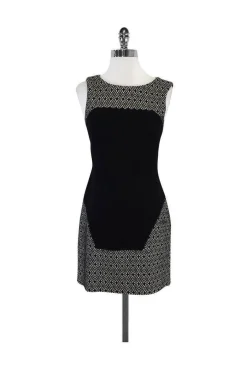 Tibi - Black & White Diamond Pattern Sleeveless Dress Sz 2