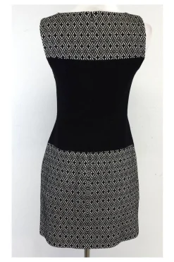 Tibi - Black & White Diamond Pattern Sleeveless Dress Sz 2
