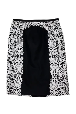 Tibi - Black & White Paisley Silk Skirt Sz 8