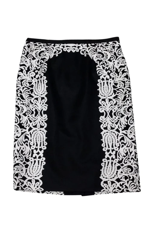 Tibi - Black & White Paisley Silk Skirt Sz 8