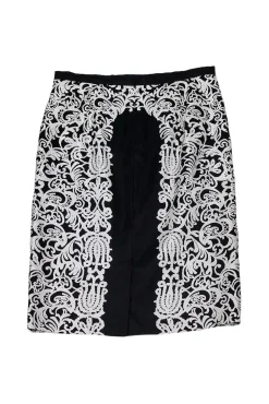 Tibi - Black & White Paisley Silk Skirt Sz 8