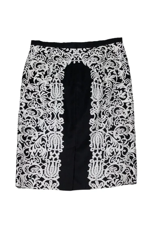 Tibi - Black & White Paisley Silk Skirt Sz 8