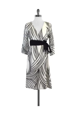 Tibi - Black & White Striped Wrap Dress Sz 6