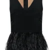 Tibi - Black Sleeveless Peplum Top w/ Ostrich Feathers Sz 0