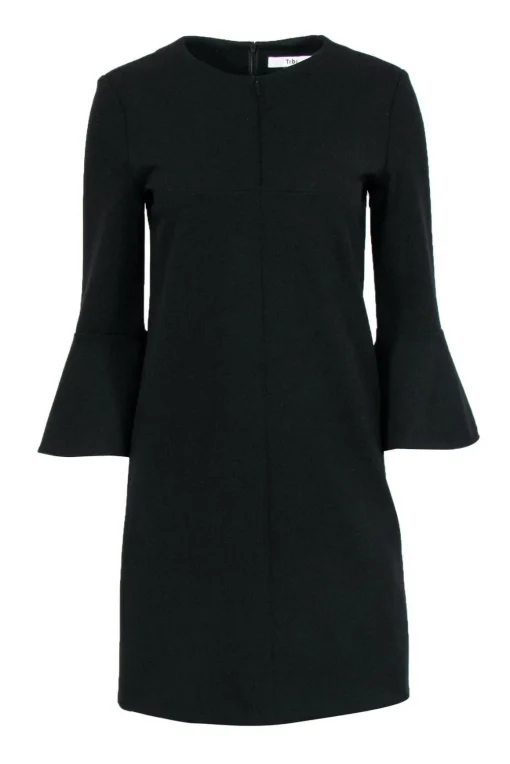 Tibi - Black Zip-Up Front Bell Sleeve Dress Sz 4