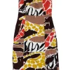 Tibi - Cream & Brown Safari Print Strapless Dress Sz 2
