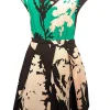 Tibi - Green, Black, & White Print Sleeveless Dress Sz 2