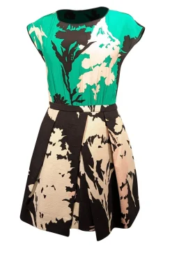 Tibi - Green, Black, & White Print Sleeveless Dress Sz 2