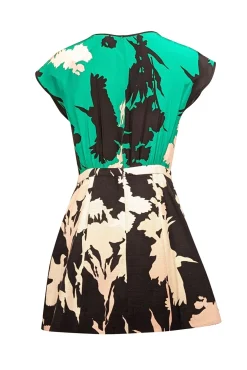 Tibi - Green, Black, & White Print Sleeveless Dress Sz 2