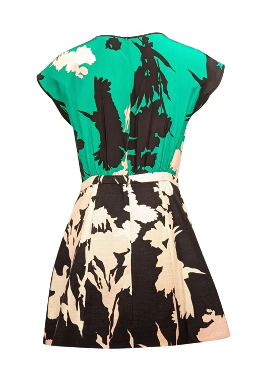 Tibi - Green, Black, & White Print Sleeveless Dress Sz 2