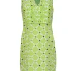 Tibi - Lime Sleeveless Silk Dress w/ White & Black Print Sz 6