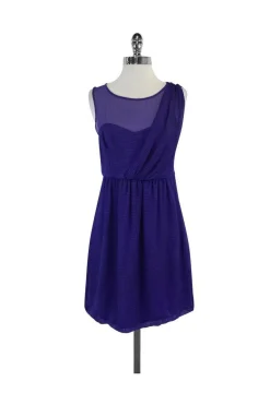 Tibi - Purple Mesh & Gingham Print Dress Sz 8