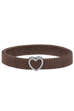 Tiffany & Co. - Bronze Stretchy Chain Mesh "Somerset" Bracelet w/ Heart