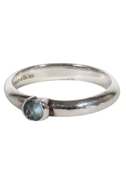 Tiffany & Co. - Sterling Silver Ring w/ Aquamarine Gem Sz 6