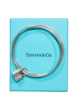 Tiffany & Co. - Sterling Silver Triple Bangle w/ Lock Bracelet